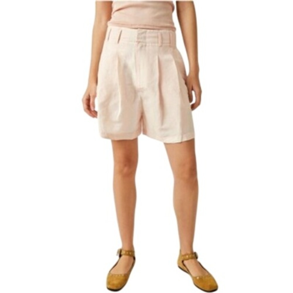 Free People Size 2 Calla Pleated Front‎ Linen Blend baby pink Trouser Shorts